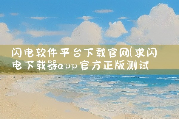 闪电软件平台下载官网