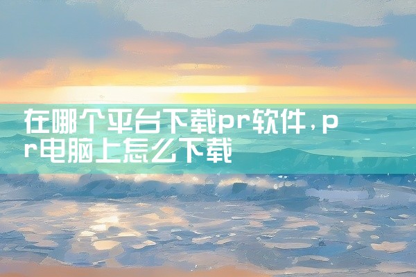 在哪个平台下载pr软件