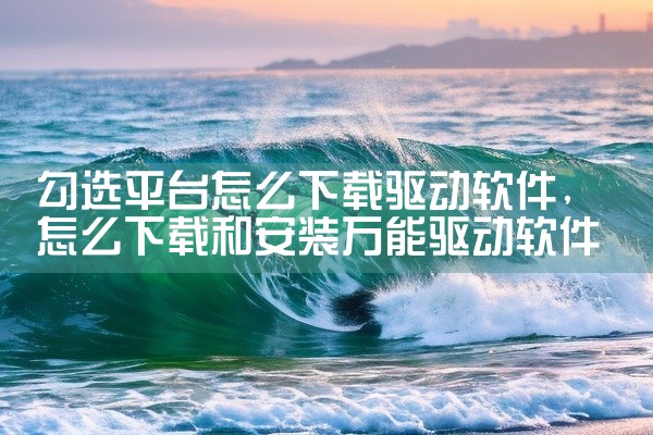 勾选平台怎么下载驱动软件