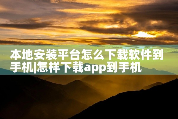 本地安装平台怎么下载软件到手机
